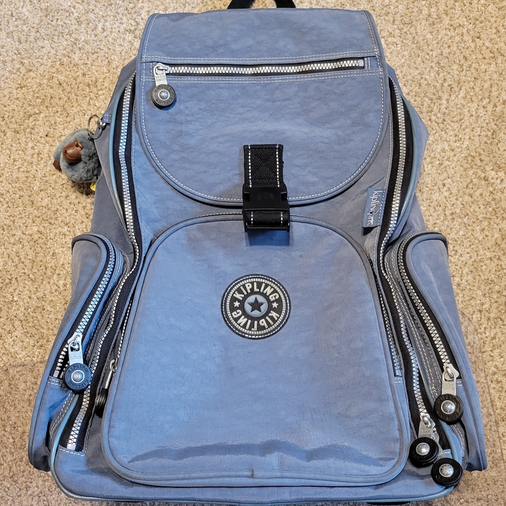 Kipling Alcatraz Light Blue Rolling Backpack With Telescoping Handle